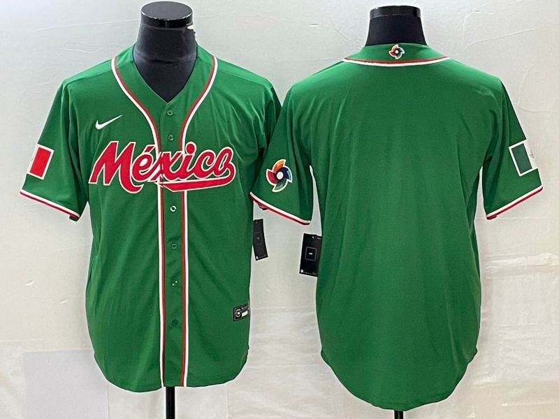 Men 2023 World Cub Mexico Blank Green Nike MLB Jersey2->more jerseys->MLB Jersey